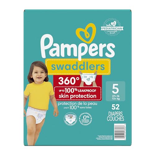 Pampers Swaddlers 360 Diapers – Size 5 Super Pack, 52 Count