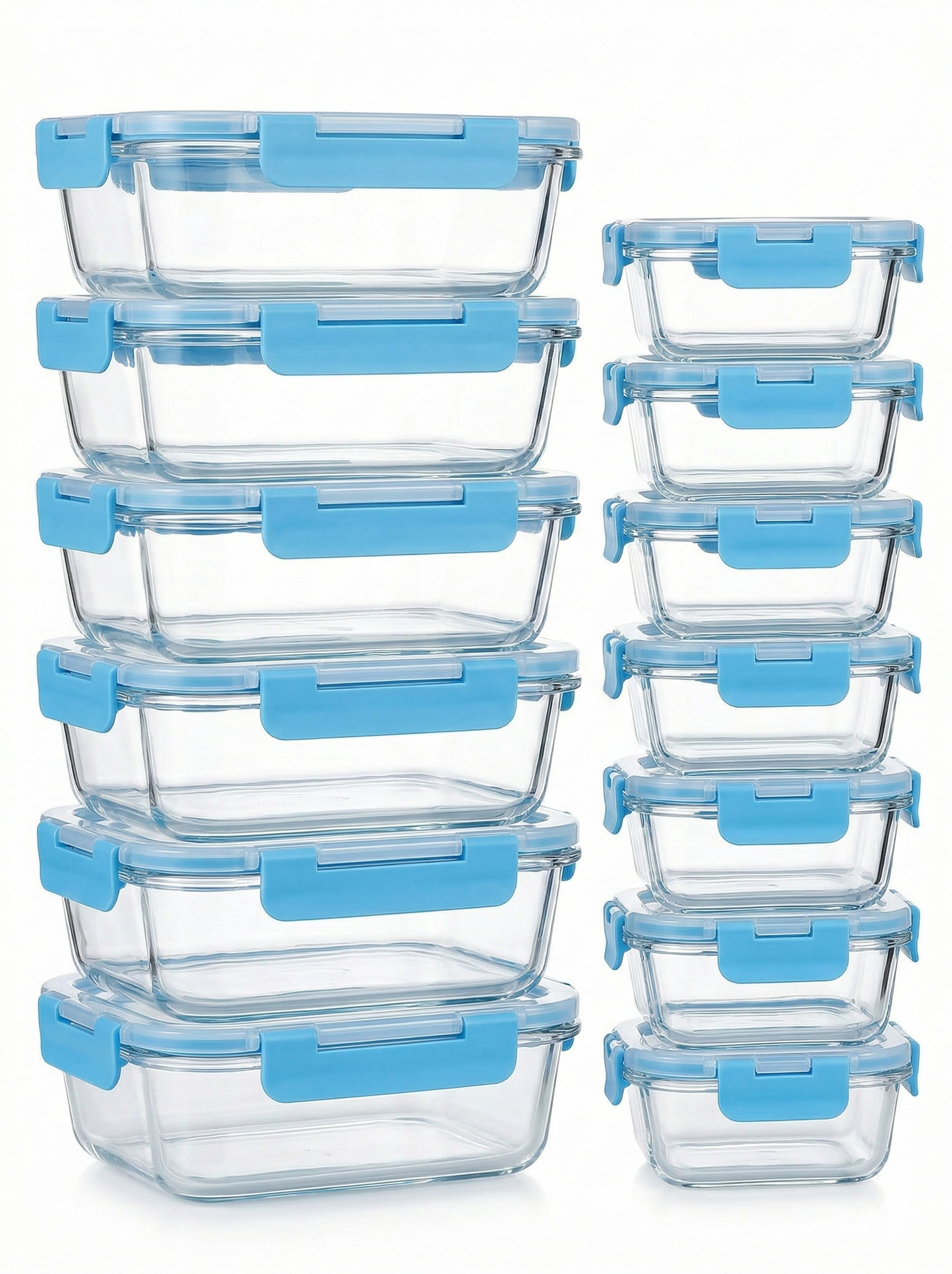 12-Piece Glass Food Storage Container Set – 6 Medium 17oz & 6 Mini 6oz, Airtight Snap-Lock Lids, BPA-Free, Microwave, Oven & Freezer Safe
