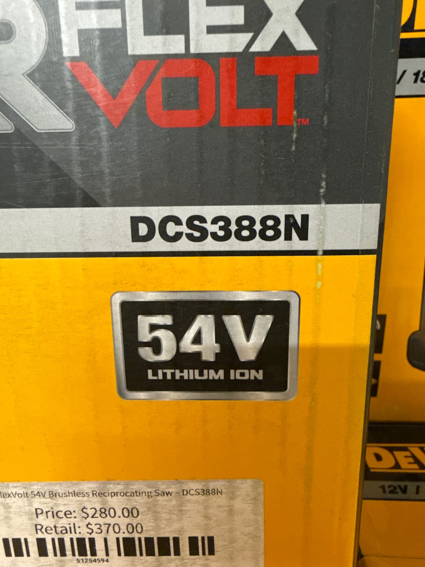 DeWalt XR FlexVolt 54V Brushless Reciprocating Saw – DCS388N