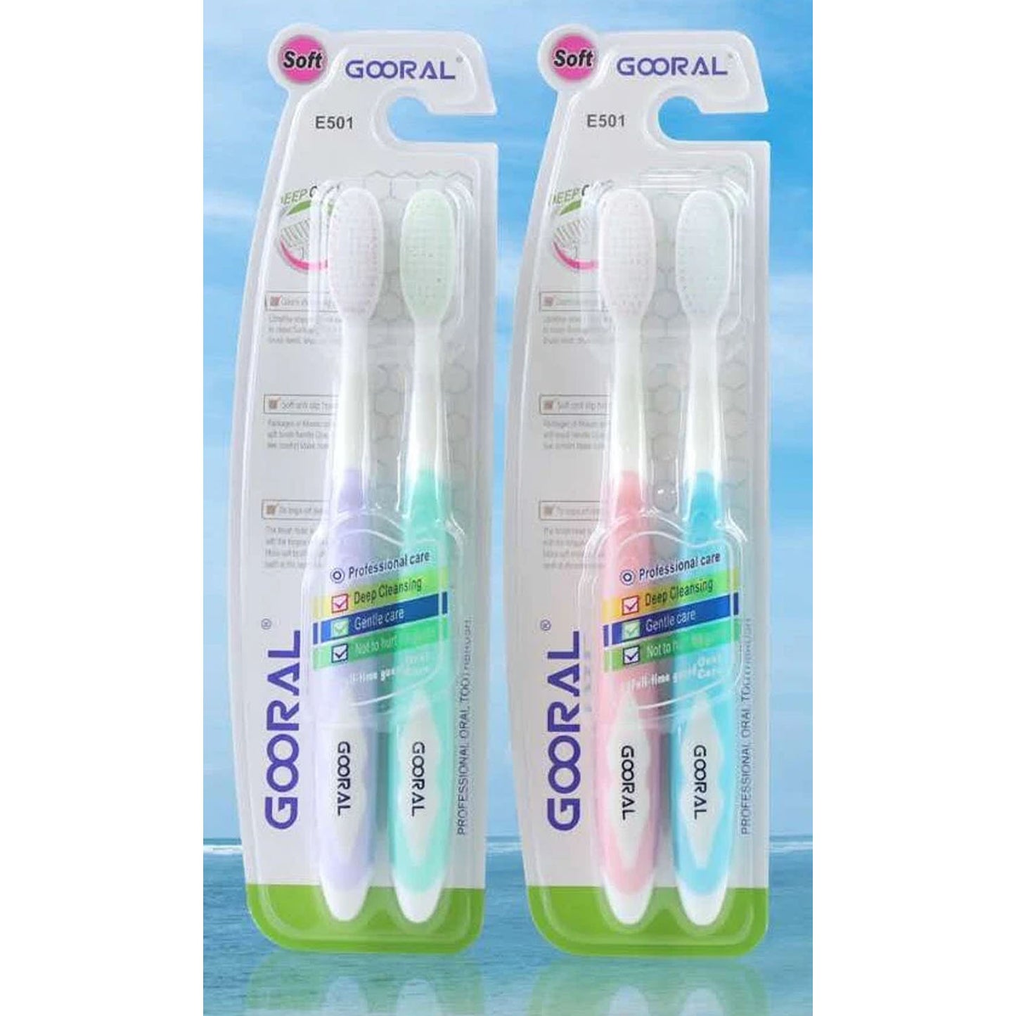 GOORAL E501 Double Soft Bristle Toothbrush, Professional 2-Pack 

 Gentle and Effective Oral Care product image