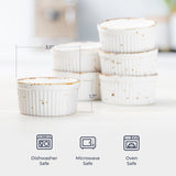 Porcelain Ramekins 6oz, Set of 6 - Creme Brulee Ramekins Oven Safe, Porcelain Ramekin Bowls for Custard, Lava Cakes, Pudding, Flan, Mini Desserts, Jam and Ice Cream, Single Mini Bowls. 3.5 x 1.7 in