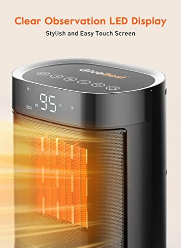GiveBest Portable Electric Space Heater, 1500W Electric Heater with Digital Thermostat, Fast Safety Heating,12H Timer, Quiet Portable Heater for Indoor Use, Office