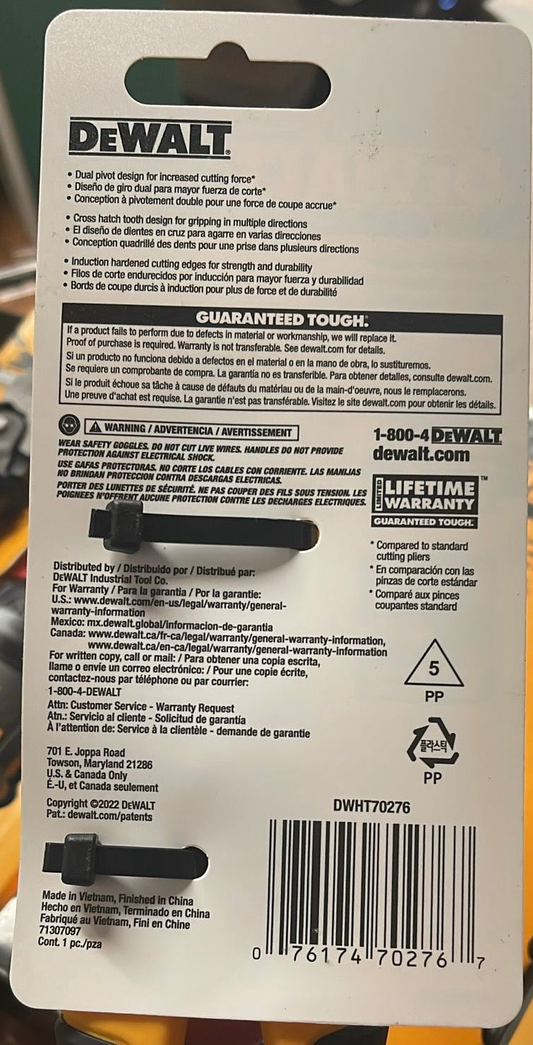 DEWALT DWHT70276 Compound Action Lineman Pliers 8"