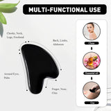 Gua Sha Massage Tool,Black Guasha Board Facial Tool,Skin Care Massager,Natural Jade Stone for Face,Eyes,Neck & Body-Spa Relaxing Meditation,Traditional Acupuncture Therapy Fight Against Aging