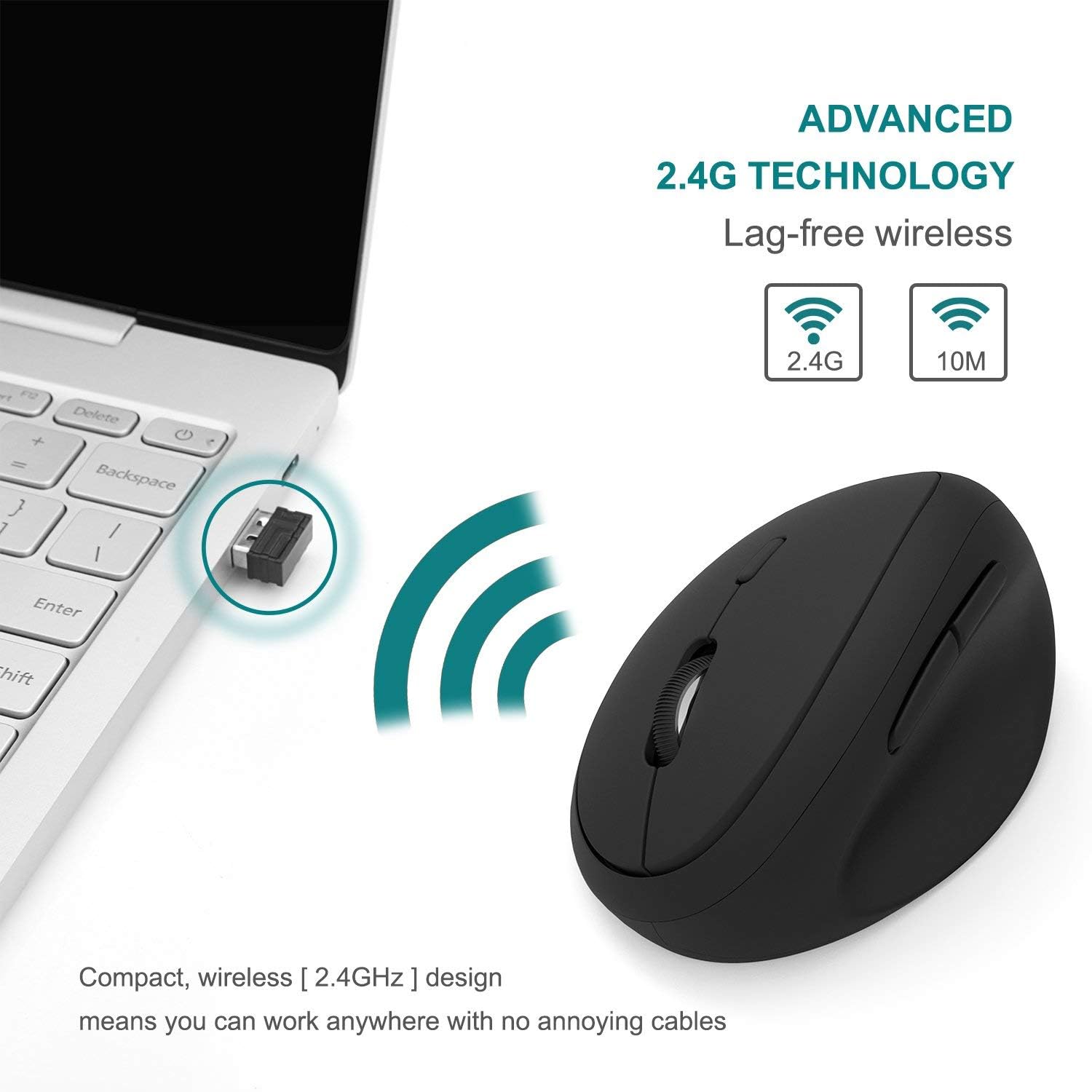 Jelly Comb Ergonomic Vertical Wireless Mouse – Comfortable, Anti-Strain Computer Mouse