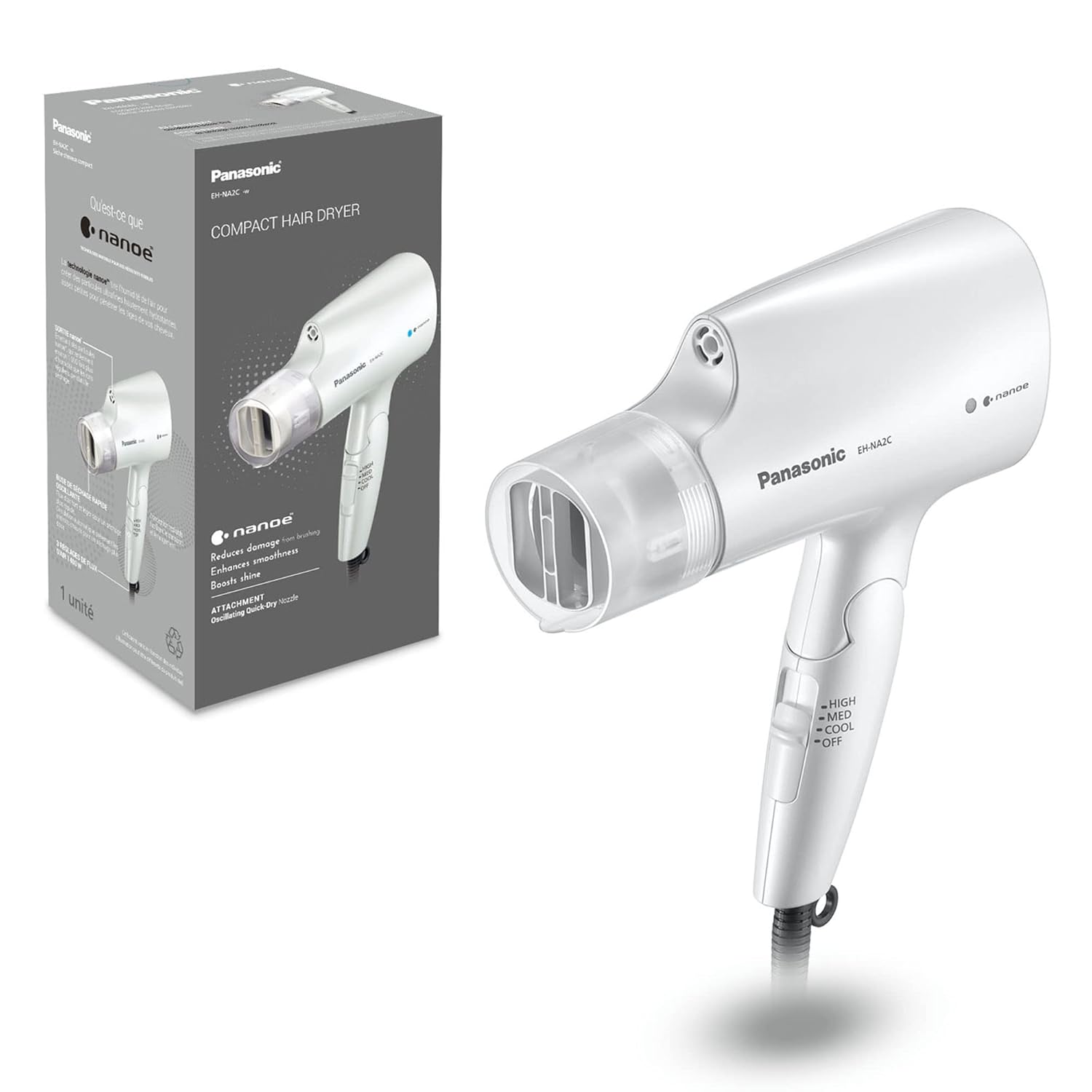 Panasonic EH-NA2C Nanoe Compact Hair Dryer – White
