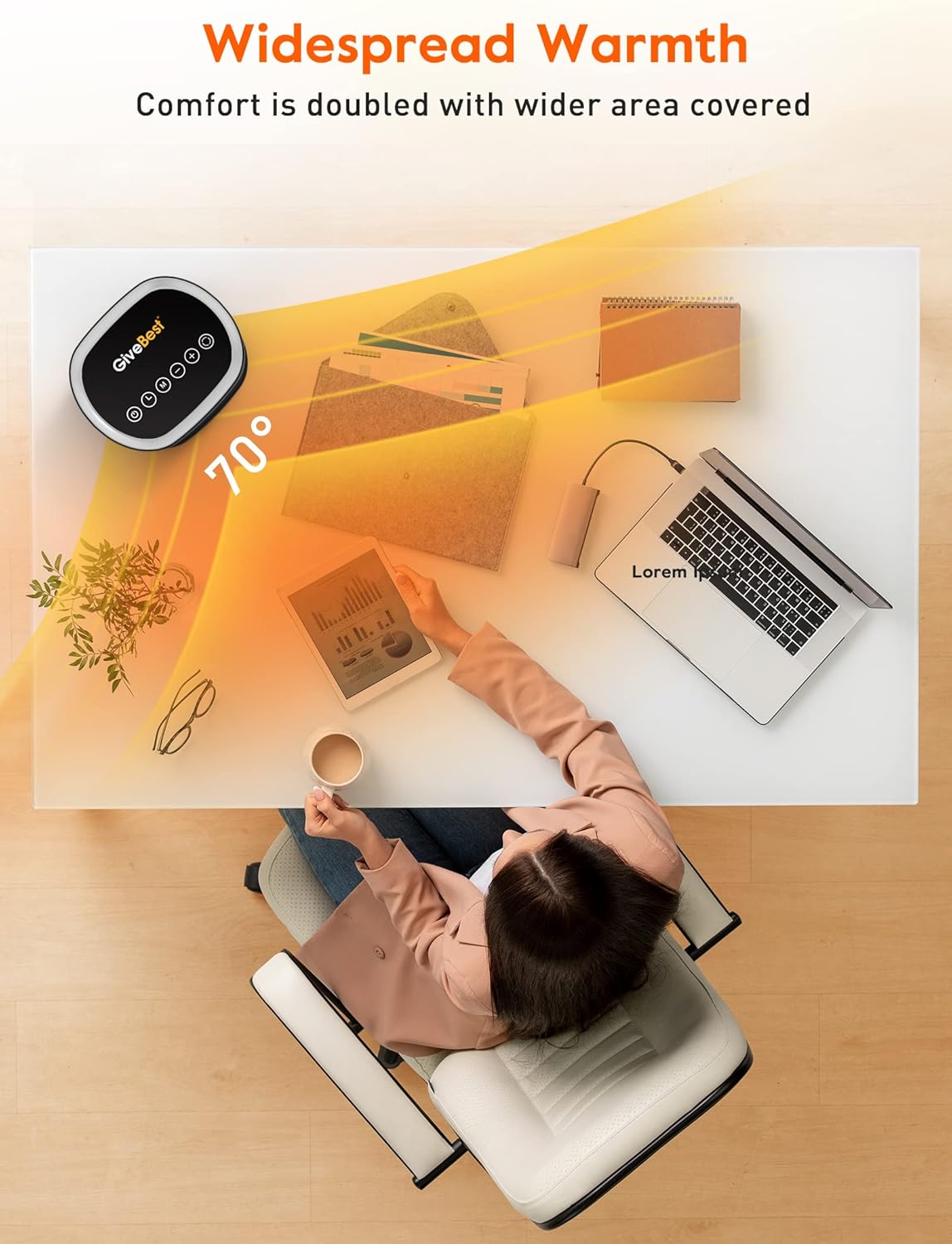 GiveBest Portable Electric Space Heater, 1500W Electric Heater with Digital Thermostat, Fast Safety Heating,12H Timer, Quiet Portable Heater for Indoor Use, Office