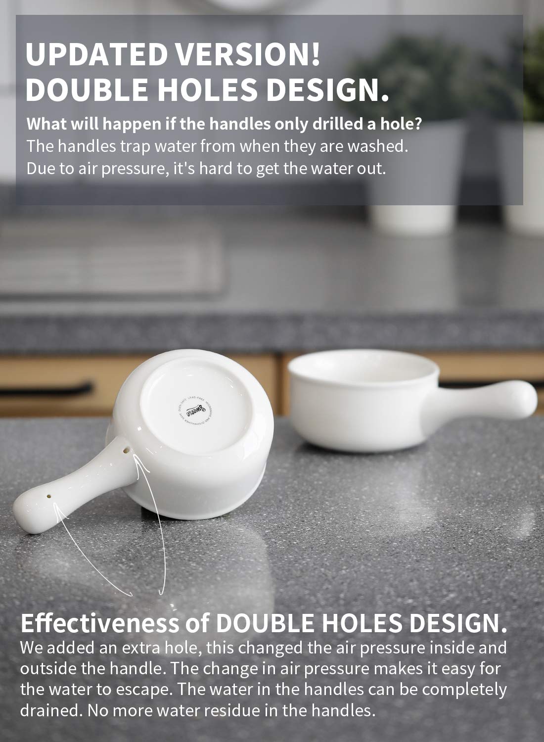 Lazuro, Sandy Soup Bowls with Handle, Set of 4, (8.4" x 6.1" x 2.5")