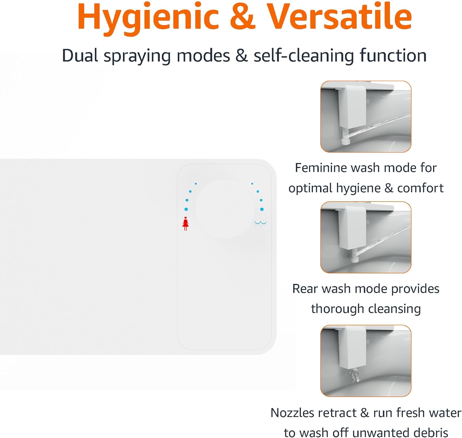 Amazon Basics Non-Electrical Slim Toilet Bidet – Adjustable Water Flow for Personal Hygiene