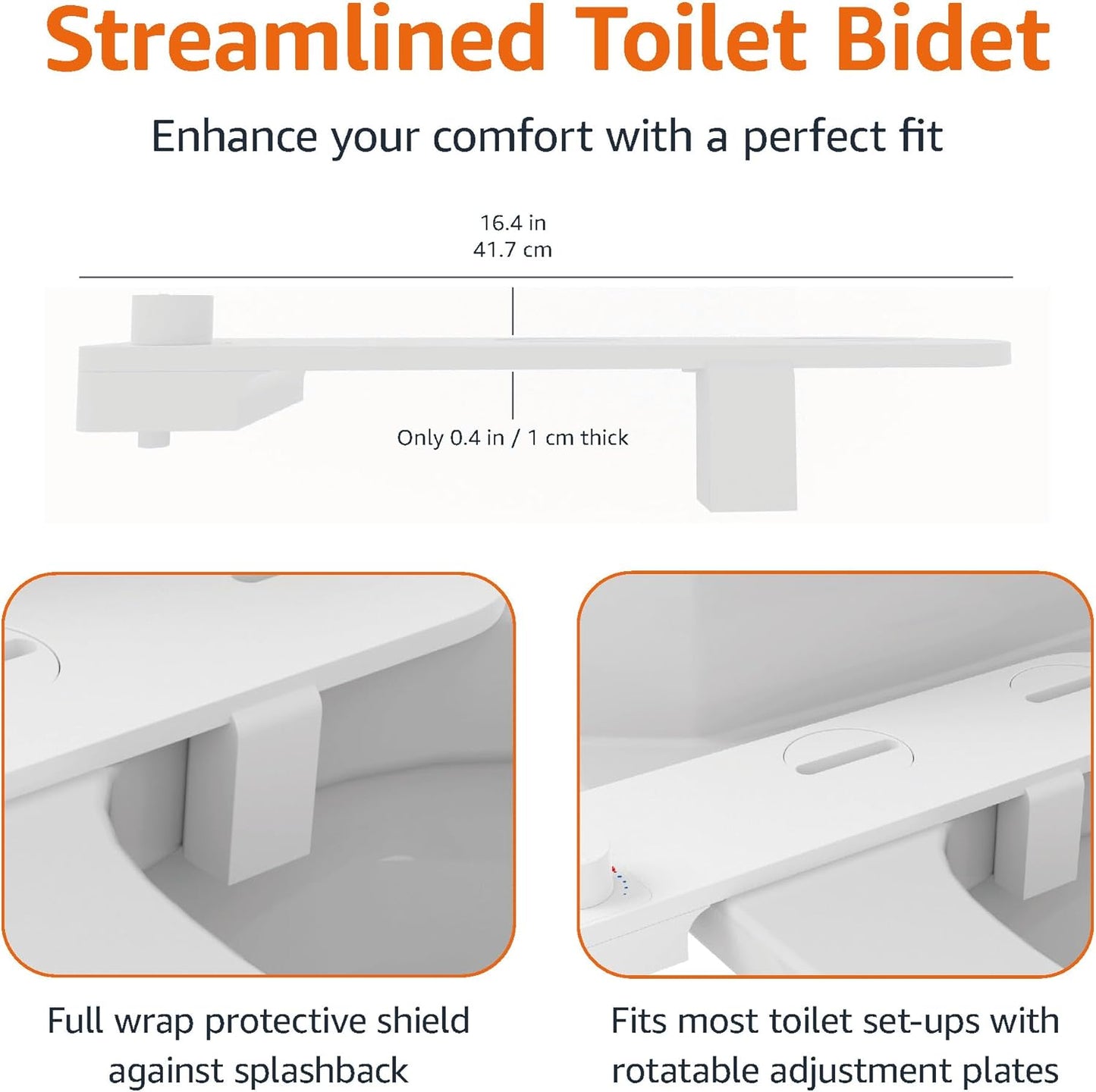 Amazon Basics Non-Electrical Slim Toilet Bidet – Adjustable Water Flow for Personal Hygiene