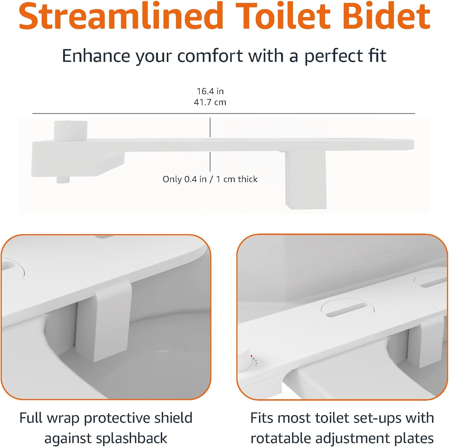 Amazon Basics Non-Electrical Slim Toilet Bidet – Adjustable Water Flow for Personal Hygiene
