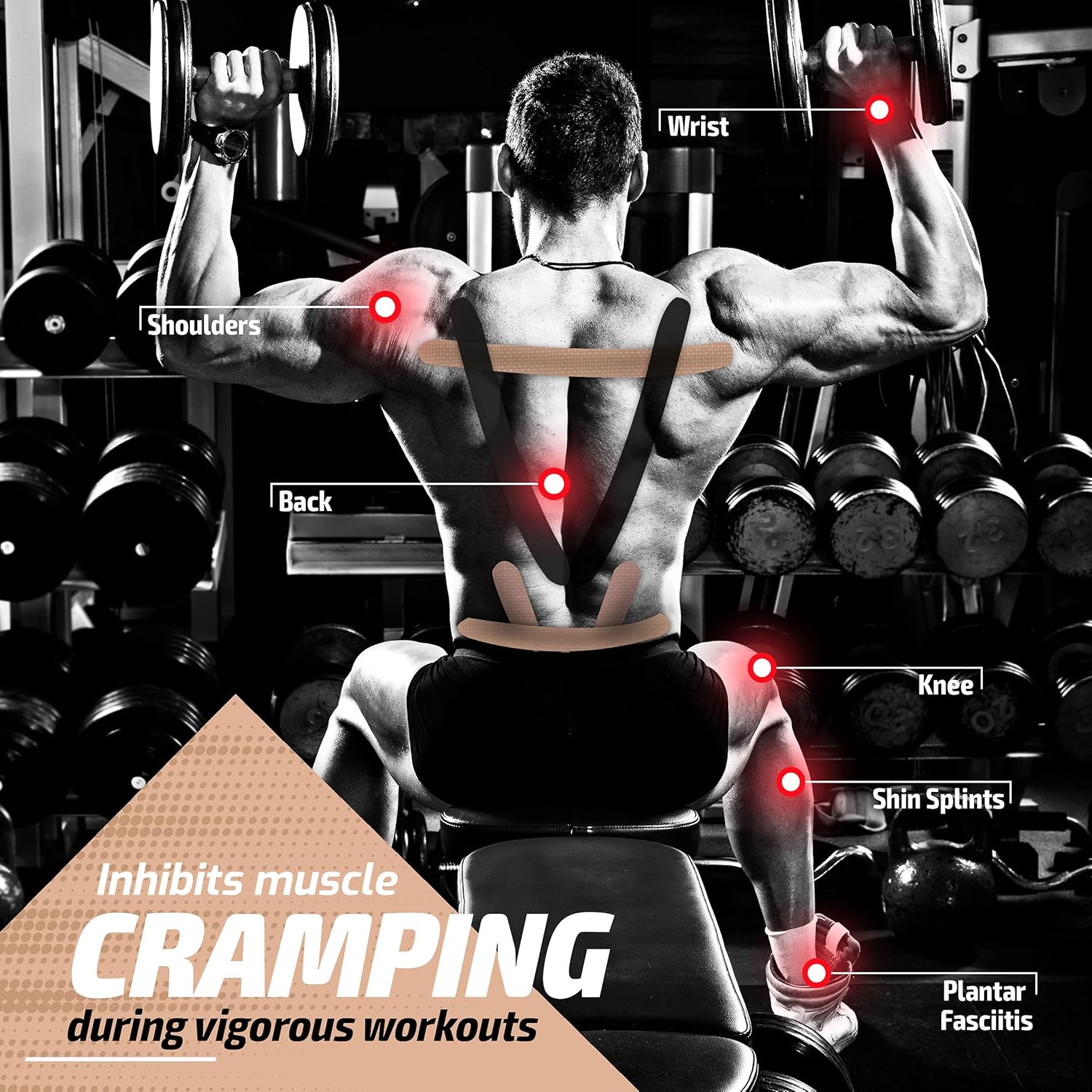 Physix Gear Sport Kinesiology Athletic Tape – 1 Pack, Beige (2 in x 16.5 ft Roll) – Durable Support for Muscles & Joints