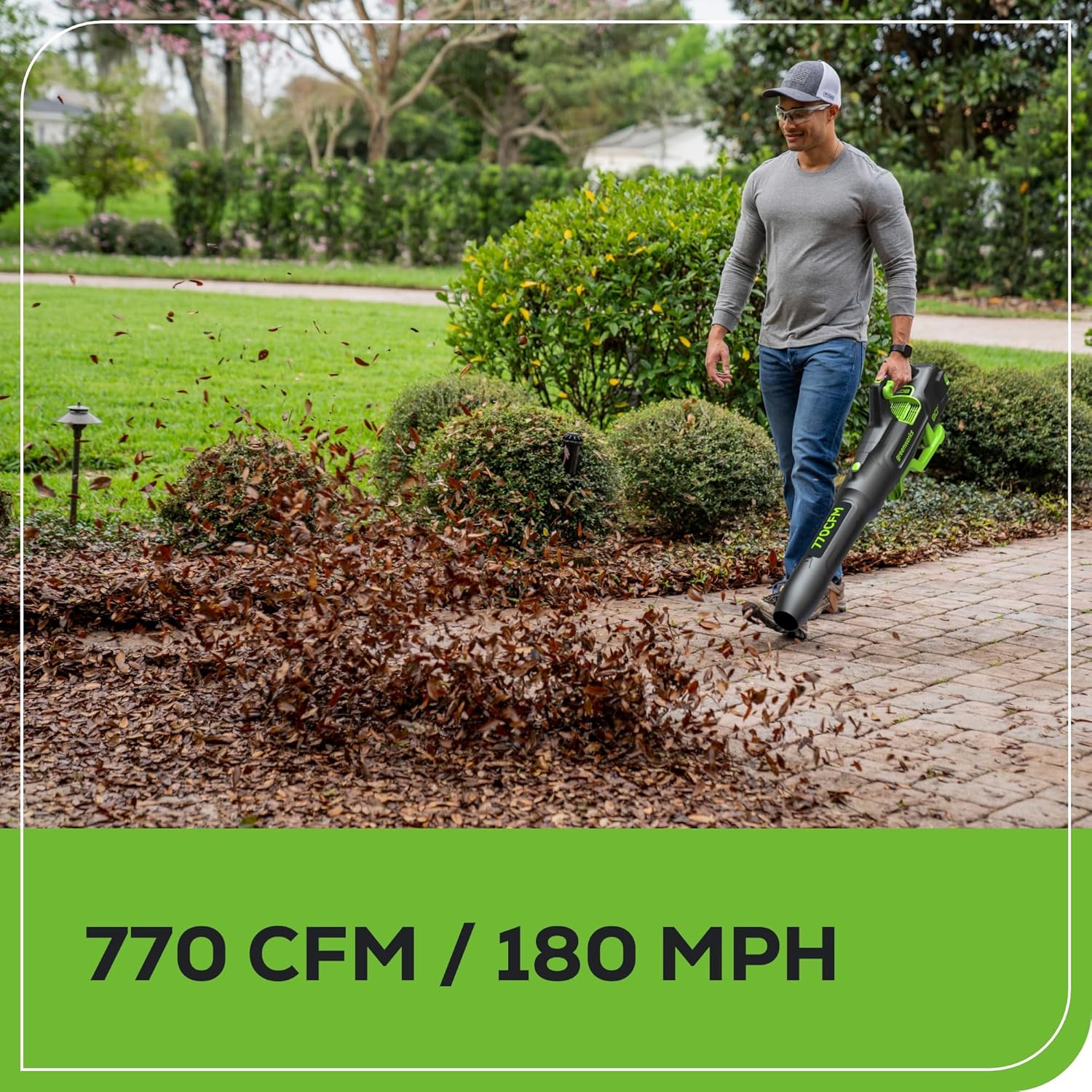 Greenworks 80V Cordless Leaf Blower Kit – 800 CFM, 200 MPH, Includes 4Ah Battery & Charger