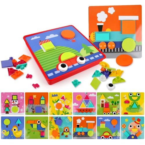 BeebeeRun Creative Geometry Set – Button Art with Storage Box