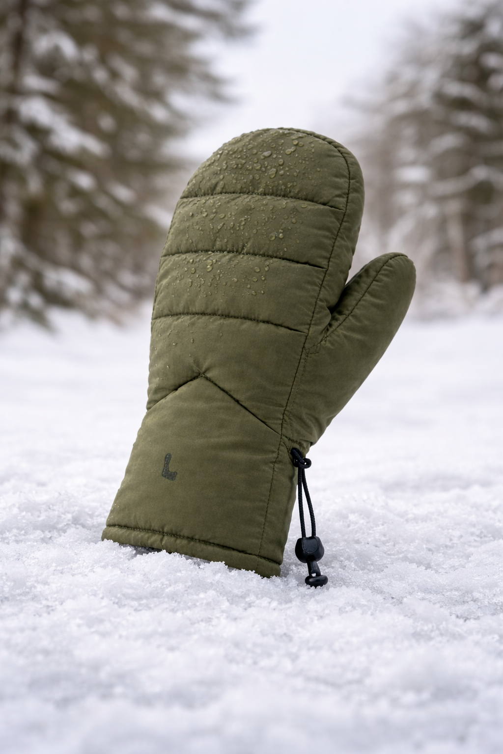 LOLE Downlite Outdoor Green Puffer Mittens – Warm Insulated Winter Gloves (LG/XL)