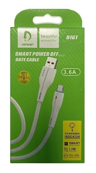 Denmen D16T Smart Power Off Data Cable (3.6A, 1.0m)