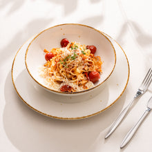 Porcelain Pasta Plates Set Of 4 - Tableware Serving Plates for Breakfast, Salad, Steak, Dinner - 8.2 х 2 inches - Sandy