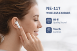 NE-117 Bluetooth Wireless Headphones – HiFi Audio with Touch Controls