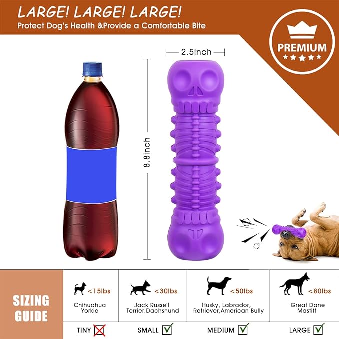 FRLEDM Large Dog Chew Toy – Durable Rubber Bone