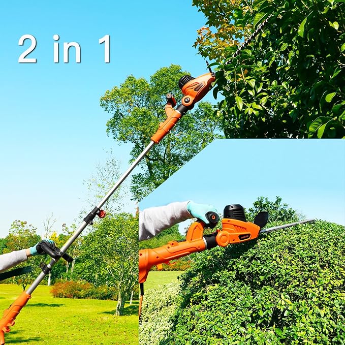 Garcare GPHT06 Corded 2-in-1 Pole Hedge Trimmer – Powerful & Adjustable