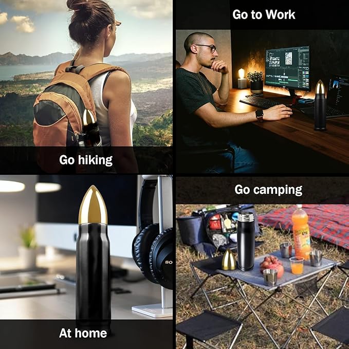 Goetland 304 Stainless Steel 17.6 oz Bullet Water Bottle Bullet Tumbler Cup Vacuum Insulated Tumbler Travel Mug Flask No Logo Black