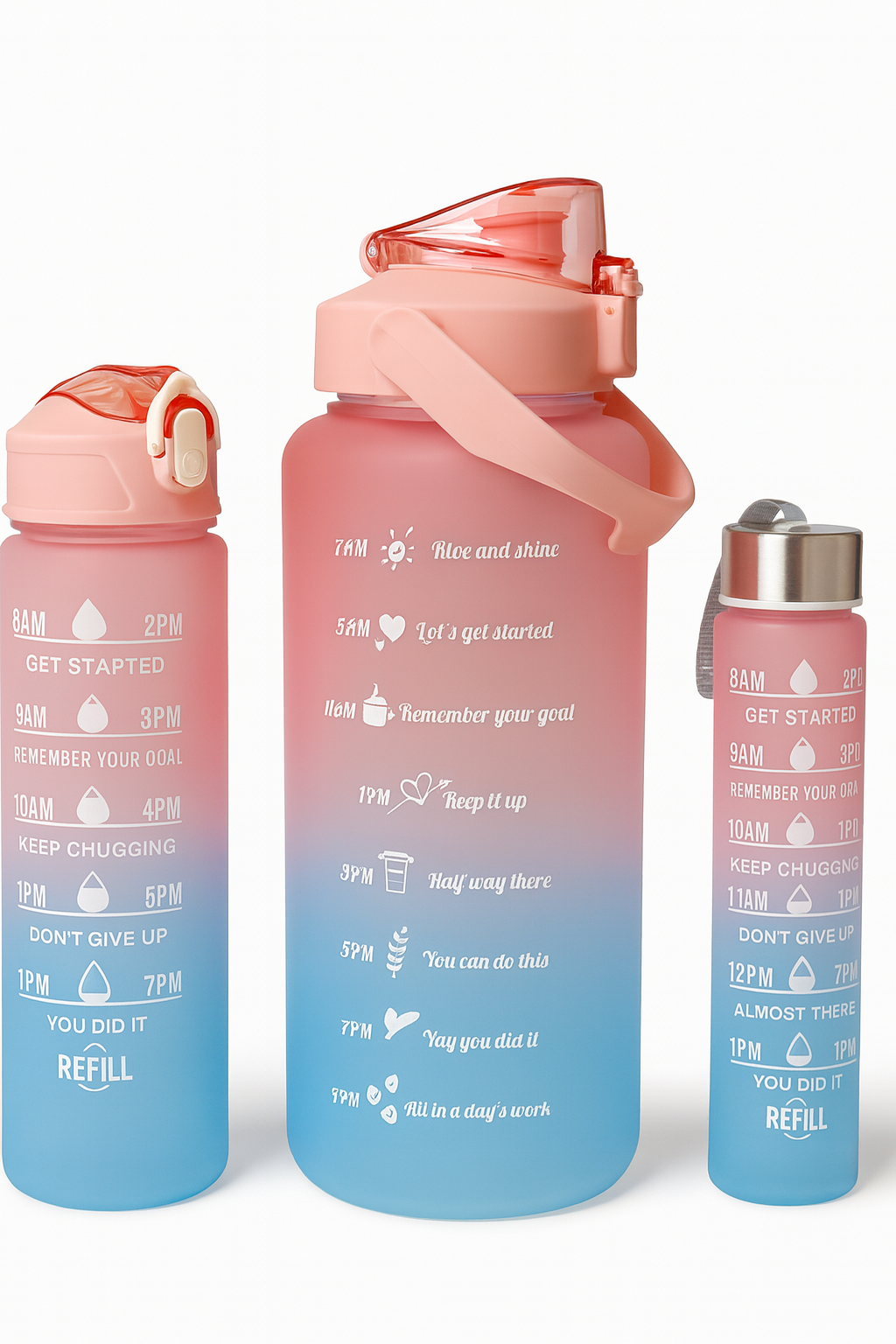Motivational Water Bottle Set (3-Piece Gradient Set)