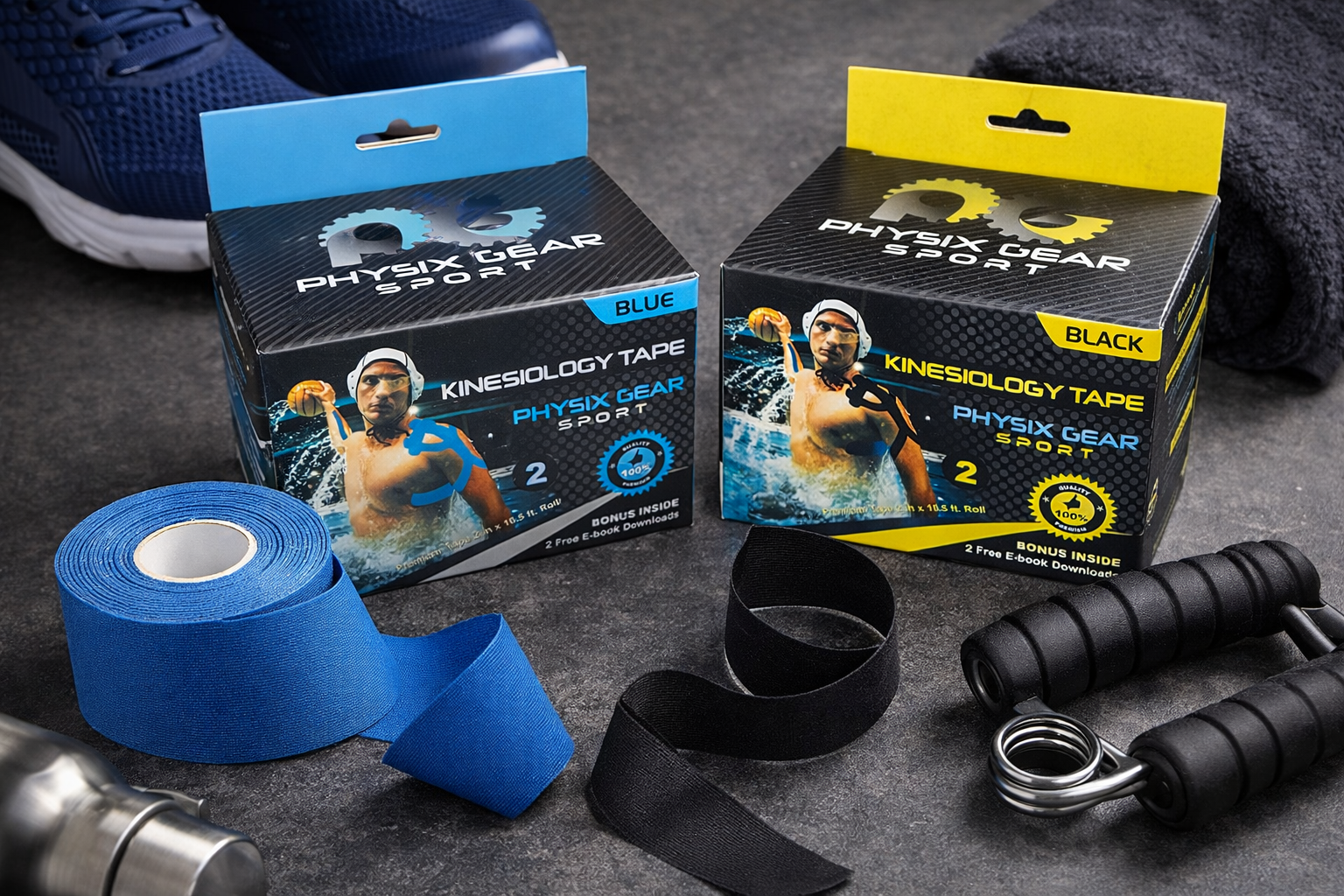 Physix Gear Sport Kinesiology Athletic Tape – 2 Pack (2 in x 16.5 ft Rolls) – Premium Support for Muscles & Joints