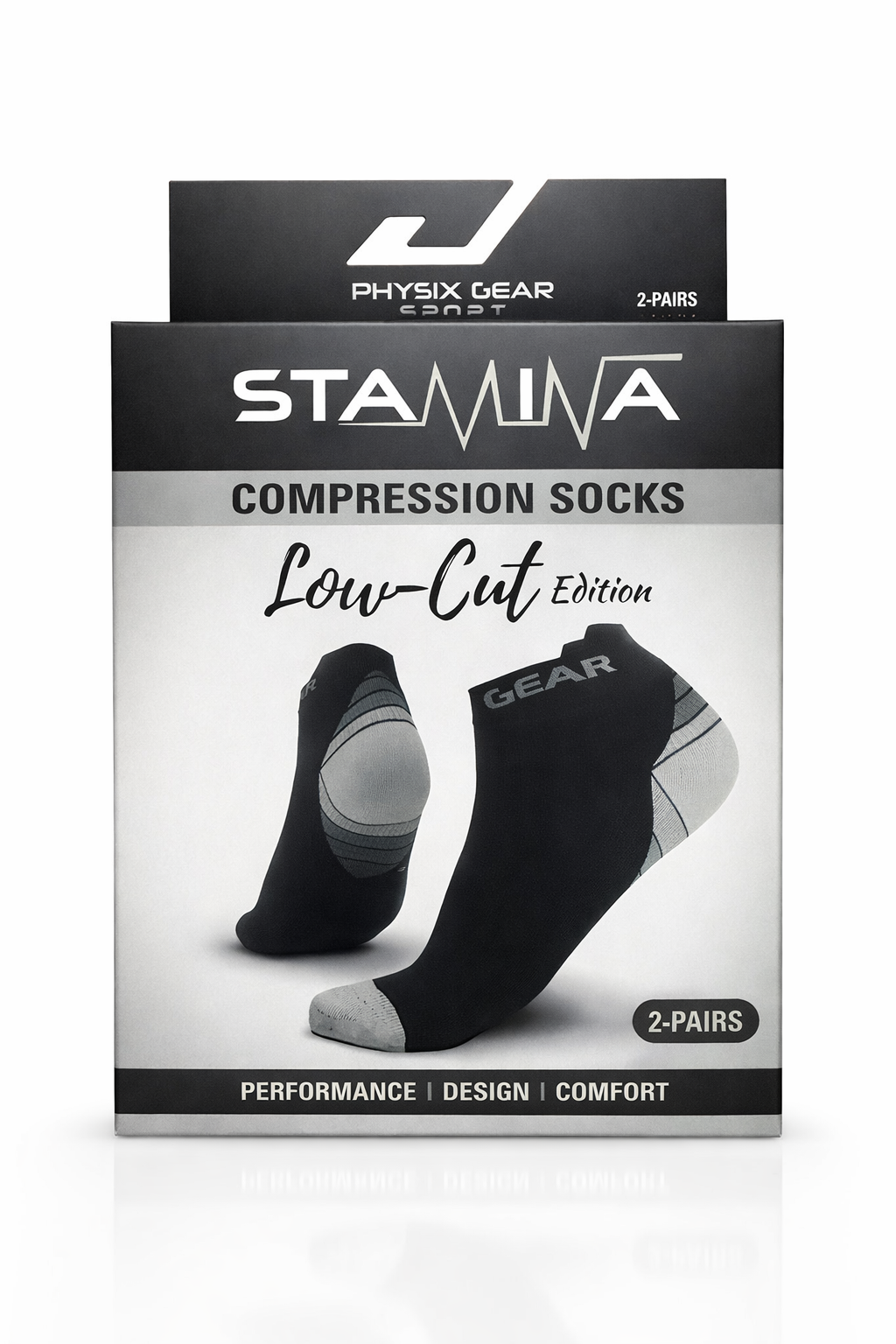 Physix Gear Sport Stamina Compression Socks – Low-Cut Edition (Size:S/M) (2 Pairs)