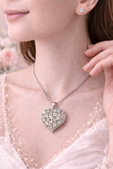 Heart Pendant Necklace with Studs – Romantic Valentine’s Day Jewelry Set