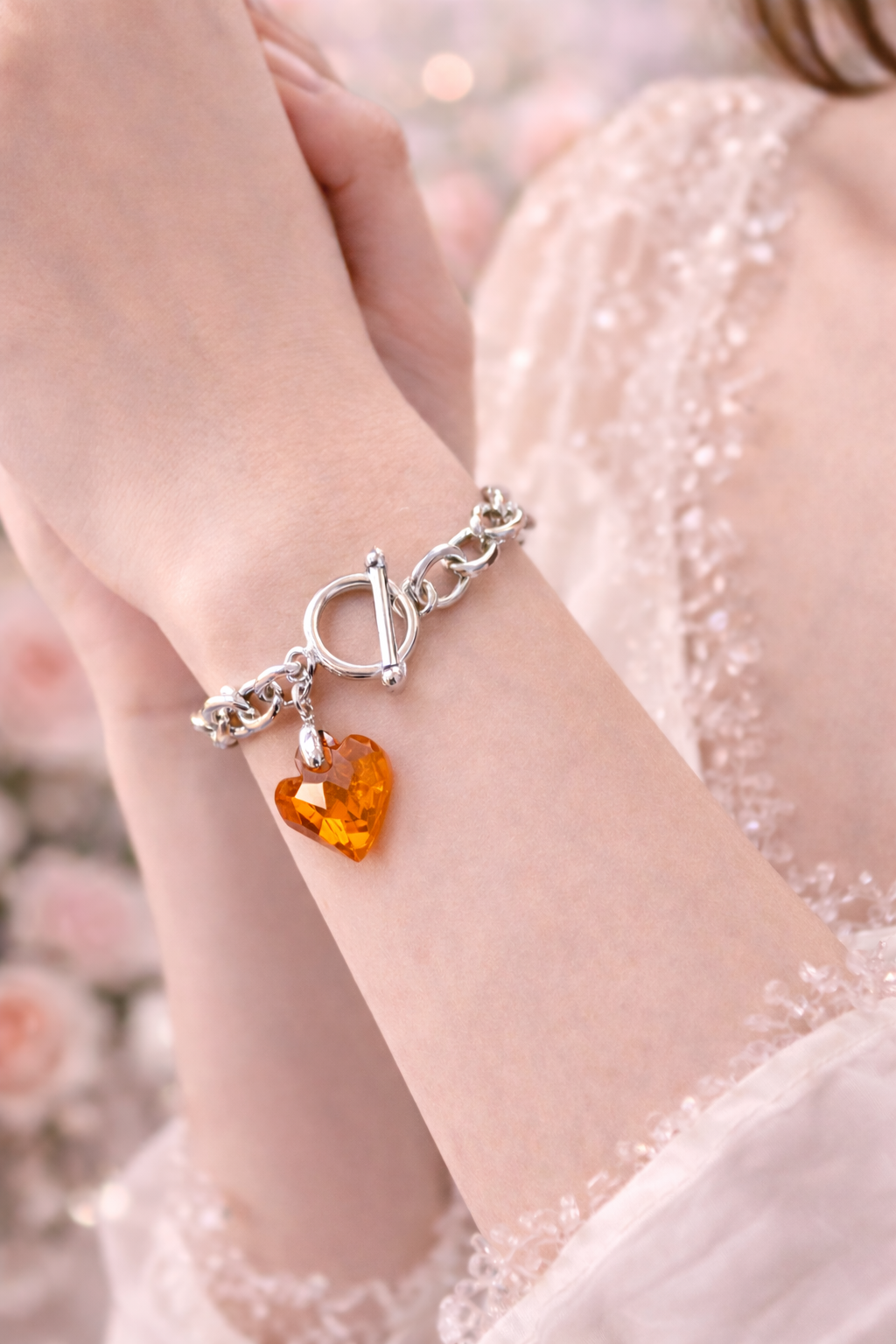 Orange Full Heart Bracelet – Romantic Valentine’s Day Jewelry