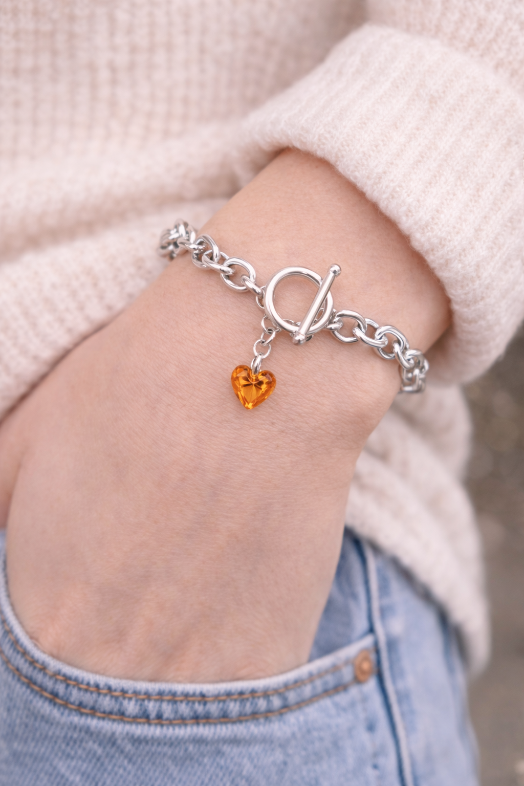 Orange Full Heart Bracelet – Romantic Valentine’s Day Jewelry