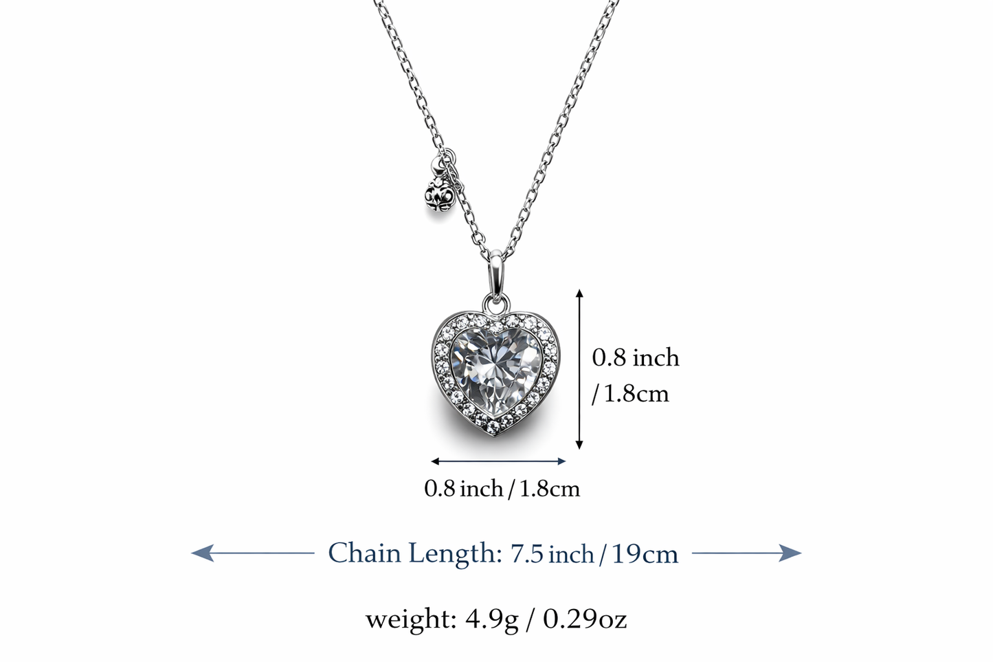 Clear Silver Heart Necklace – Romantic Valentine’s Day Jewelry