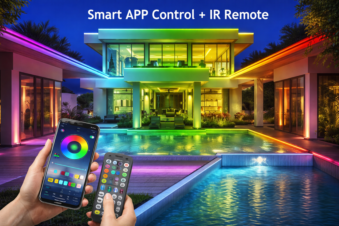 FBZ 120m Outdoor LED Strip Lights Waterproof Music Sync RGB Exterior Rope Lights 400ft