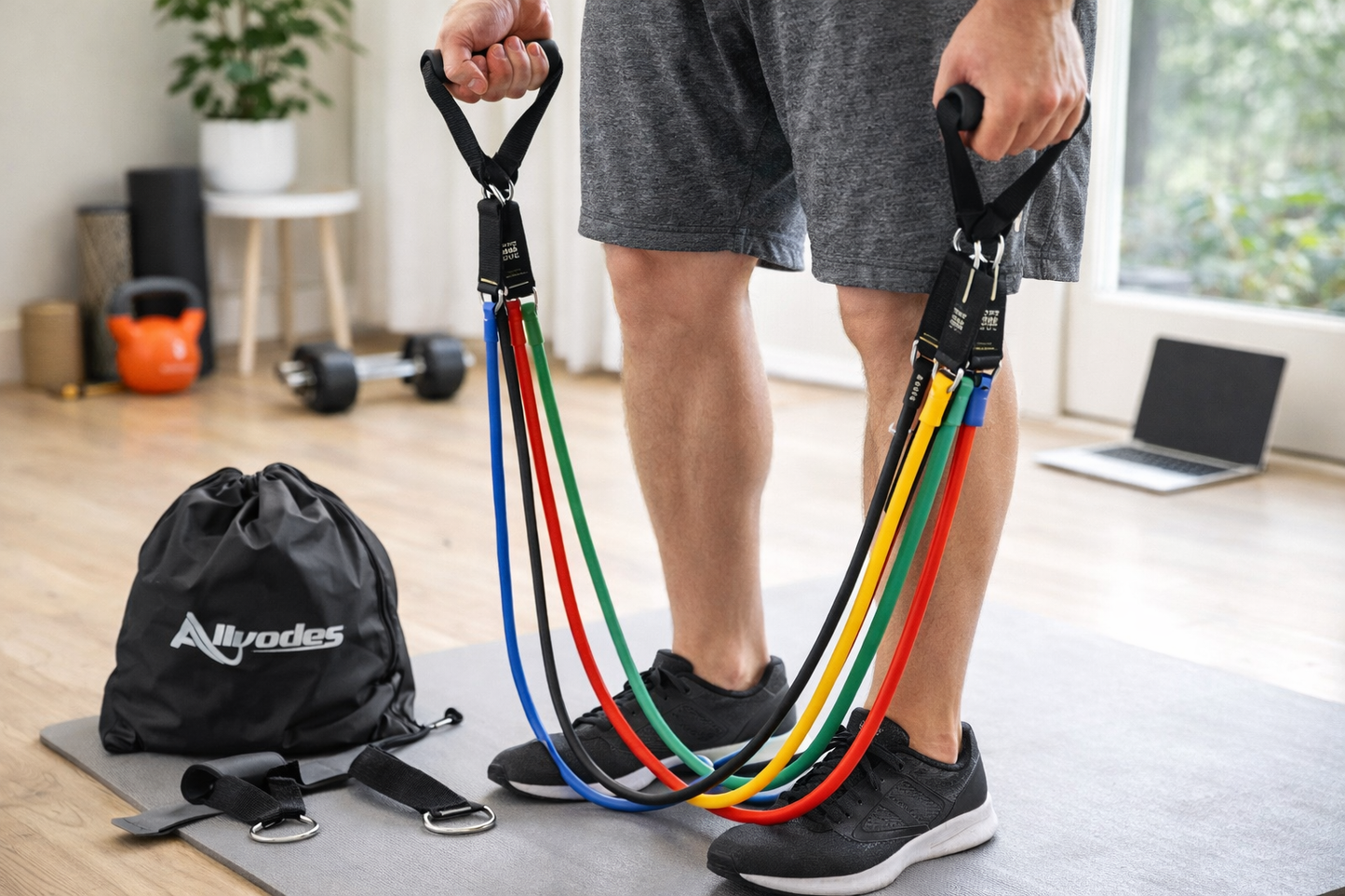 ALLVODES Resistance Bands Set 12 Piece Stackable Fitness Tubes Up to 150lbs Home Workout Kit