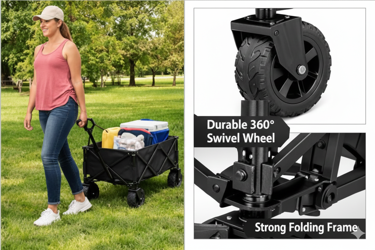 Heavy Duty Folding Utility Wagon Cart Collapsible