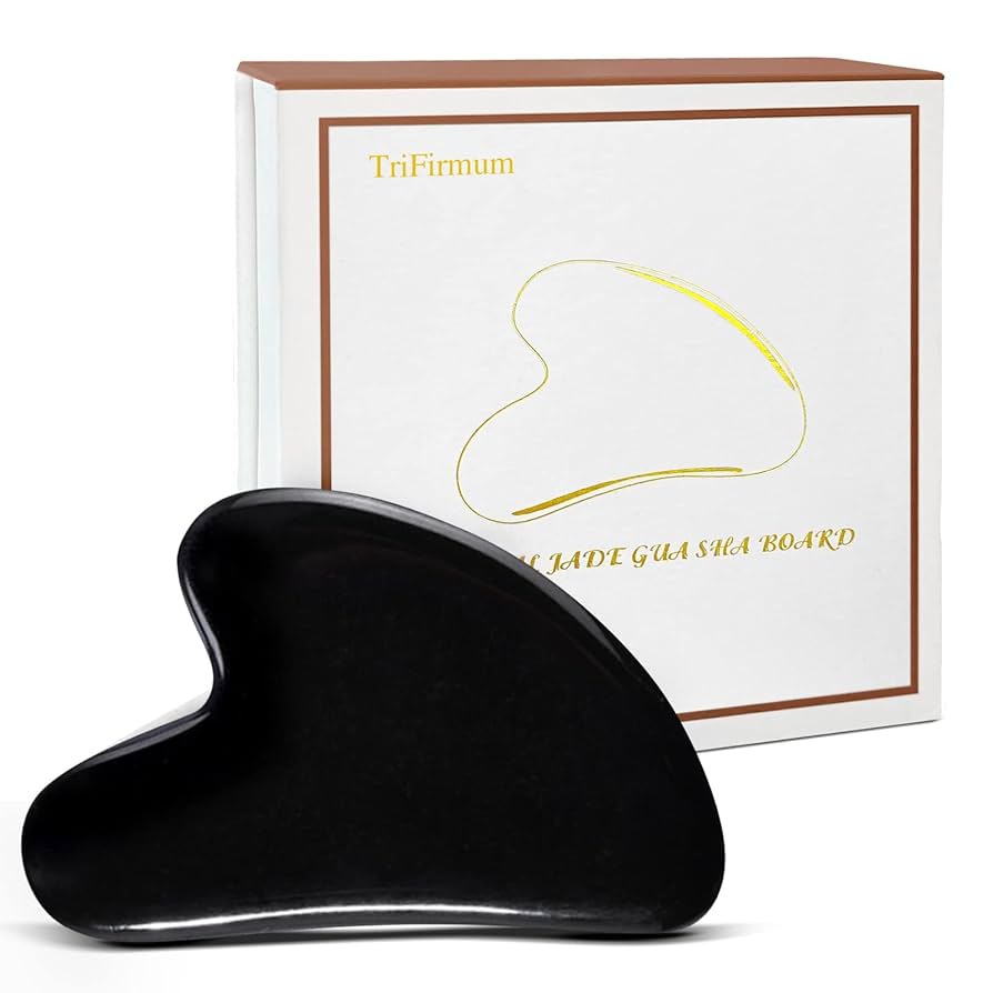 Gua Sha Massage Tool,Black Guasha Board Facial Tool,Skin Care Massager,Natural Jade Stone for Face,Eyes,Neck and Body-Spa Relaxing Meditation,Traditional Acupuncture Therapy Fight Against Aging product image