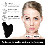 Gua Sha Massage Tool,Black Guasha Board Facial Tool,Skin Care Massager,Natural Jade Stone for Face,Eyes,Neck & Body-Spa Relaxing Meditation,Traditional Acupuncture Therapy Fight Against Aging