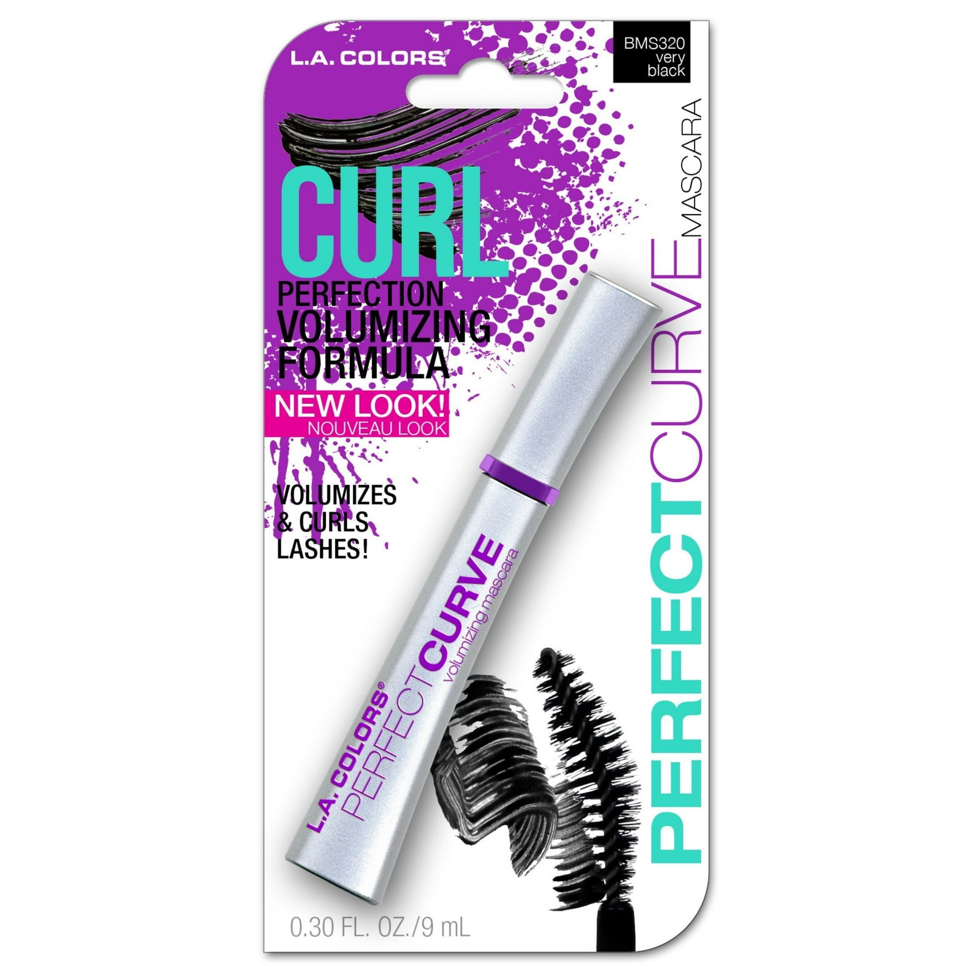 L.A. COLORS Perfect Curl Volumizing and Ultra-Lifting Long-Wearing Mascara, BMS320 Very Black, 0.30 fl oz product image