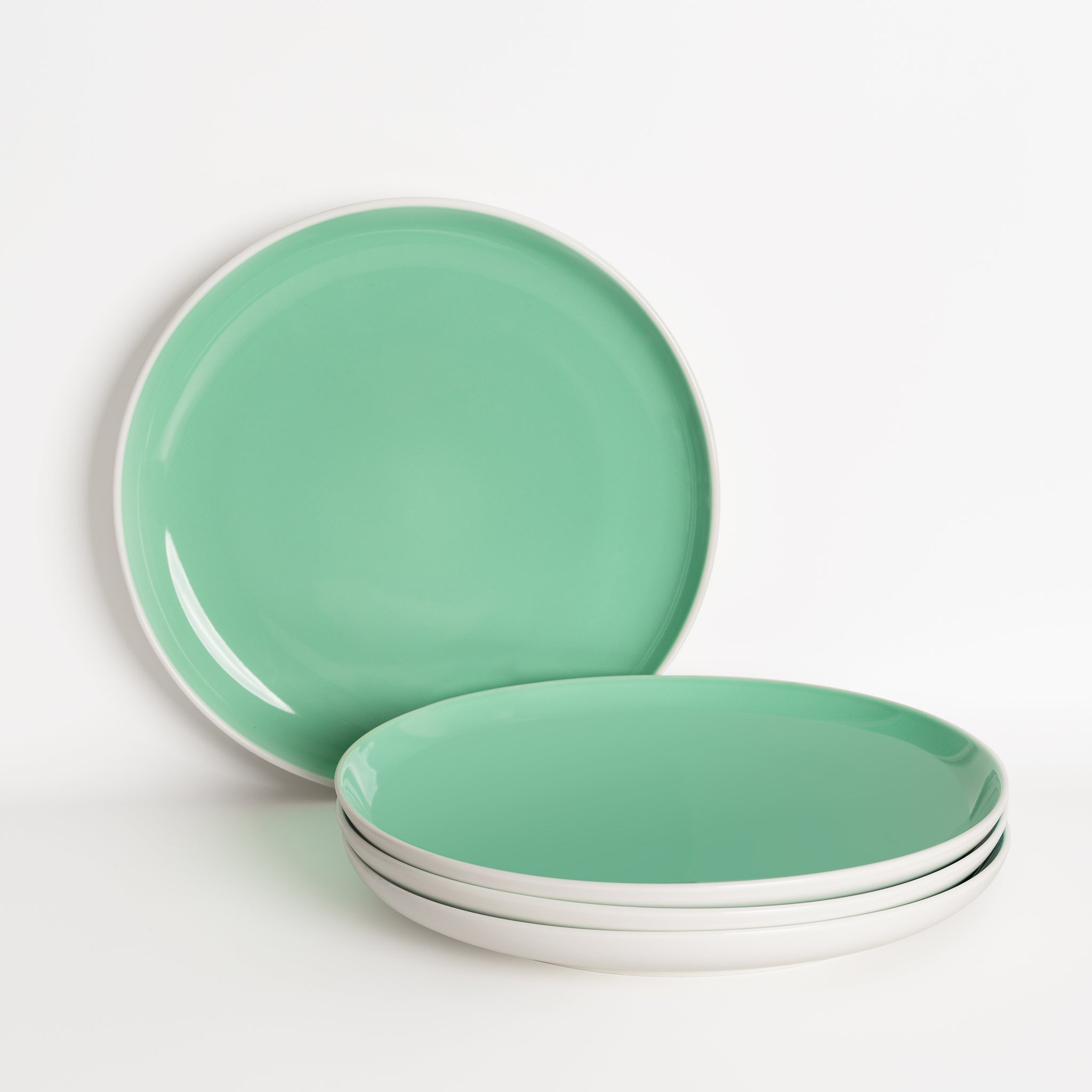 Porcelain Dinner Plates Set Of 4 Tableware Serving Plates for Salad, Pasta, Steak - 11 x 1.3 inches - Celeste Lusite Green product image