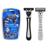 Max A Series 6 Layer Stainless Steel Razor Blades With Pivoting Rounded Head, Lubricating Strip Super Comfort Razor For Men, 3 Pack. product image