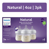 Philips Avent Natural Baby Bottle with Natural Response Nipple Slow Flow, Flow 2, 4oz, 3-Pack, SCY900/93 product image
