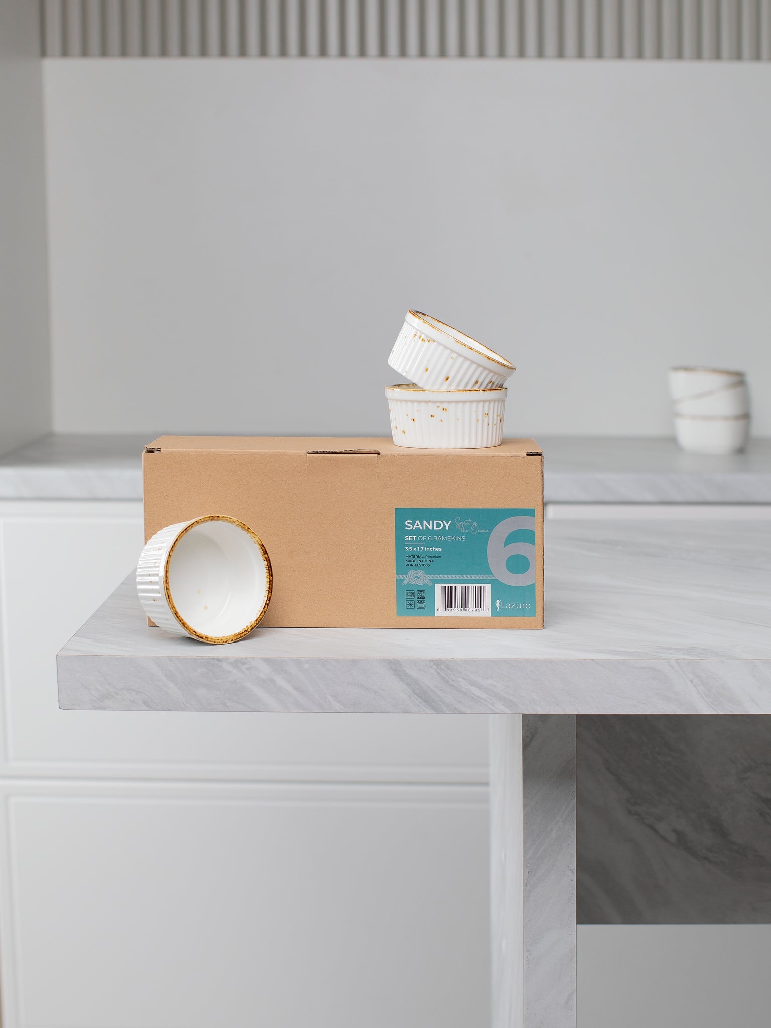 Porcelain Ramekins 6oz, Set of 6 - Creme Brulee Ramekins Oven Safe, Porcelain Ramekin Bowls for Custard, Lava Cakes, Pudding, Flan, Mini Desserts, Jam and Ice Cream, Single Mini Bowls. 3.5 x 1.7 in