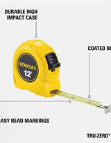 Stanley 12 ft. Global Tape Measure – Durable Locking Blade (30-485HD)