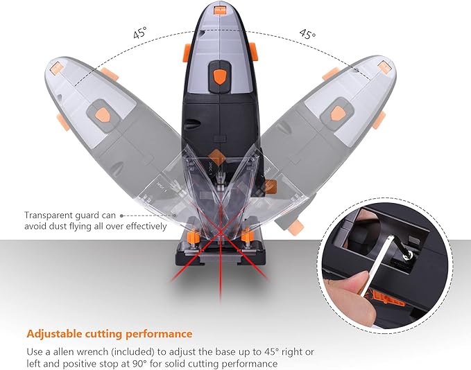 TACKLIFE Corded Jigsaw – Heavy-Duty with Laser & LED Lighting