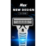 Max A Series 6 Layer Stainless Steel Razor Blades With Pivoting Rounded Head, Lubricating Strip Super Comfort Razor For Men, 3 Pack.