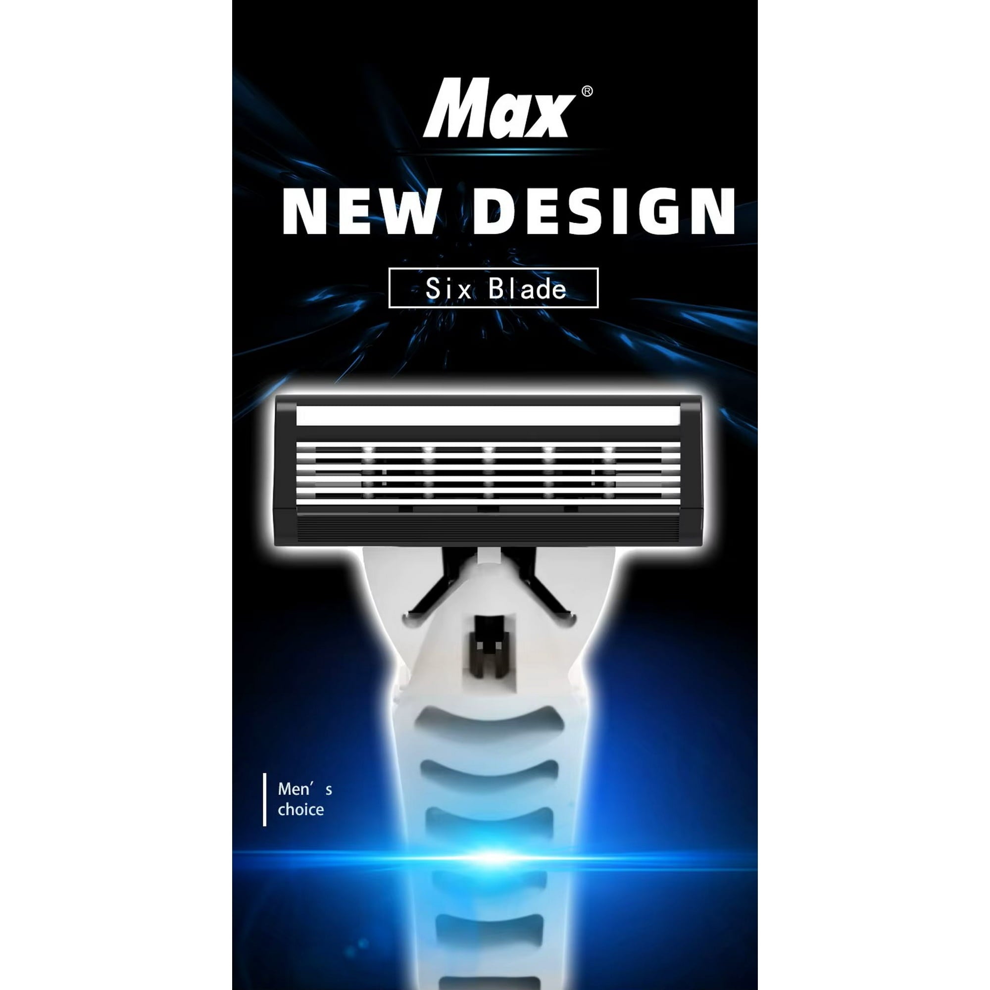 Max A Series 6 Layer Stainless Steel Razor Blades With Pivoting Rounded Head, Lubricating Strip Super Comfort Razor For Men, 3 Pack.