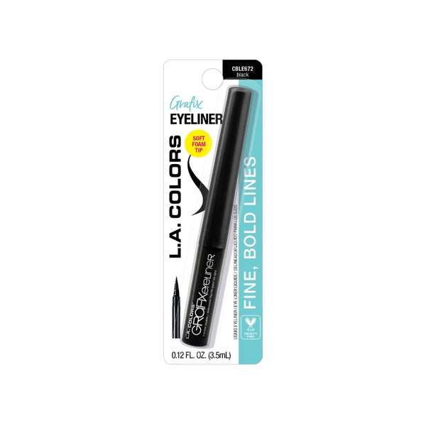 L.A. Colors Grafix Liquid Liner, 0.12 fl oz 

 Smudge-Proof, Long-Lasting Precision Eyeliner, CBLE672 Black, product image