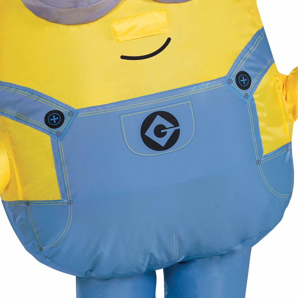 Bob Inflatable Minion Costume for Kids, Official Minions Halloween Costume, Blow Up Jumpsuit with Fan, Child Size (up to 7-8)