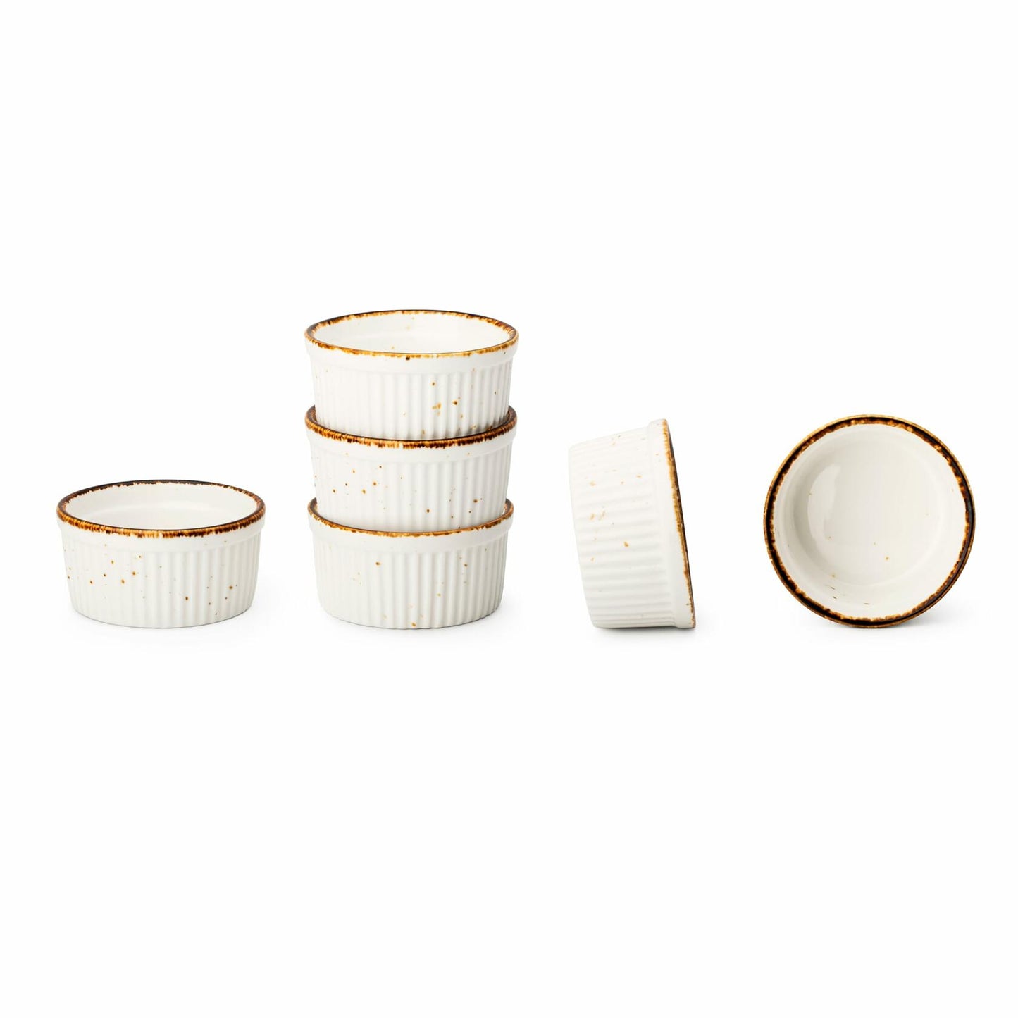 Porcelain Ramekins 6oz, Set of 6 - Creme Brulee Ramekins Oven Safe, Porcelain Ramekin Bowls for Custard, Lava Cakes, Pudding, Flan, Mini Desserts, Jam and Ice Cream, Single Mini Bowls. 3.5 x 1.7 in