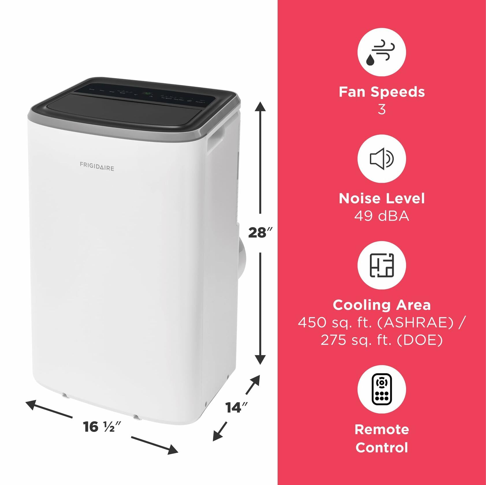 Frigidaire FHPC102AC1 Portable Air Conditioner, 10000 BTU, White